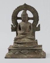 Antik Indonesische Stil Bronze Javanese Amitabha Buddha Statue - 23cm/22.9cm - £647.56 GBP