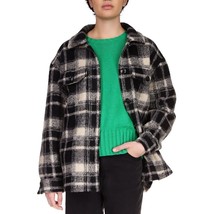 Sanctuary Women&#39;s Shay Belted Plaid Shirt Jacket Black M B4HP $129 - £31.41 GBP