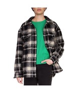 Sanctuary Women&#39;s Shay Belted Plaid Shirt Jacket Black M B4HP $129 - $39.95