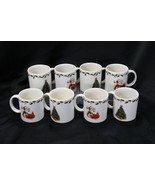 Christmas Tree Holly Santa Stoneware Mugs Lot of 8 Xmas - €17,65 EUR