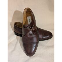 Mezlan Athens Hombre Cuero Marrón Tapa Punta Monje Tira De Zapatos Talla 9W - $135.54
