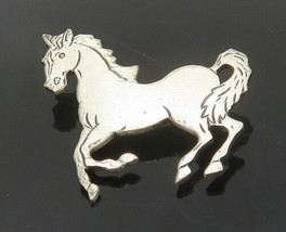 BEAU 925 Sterling Silver - Vintage Galloping Horse Motif Brooch Pin - BP6952 - £34.40 GBP