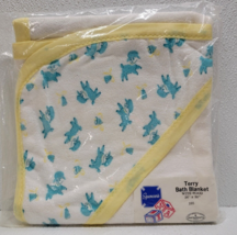 Vintage Spencers Baby Infant Terry Cloth Bath Blanket with Hood Lambs New NOS - £31.00 GBP