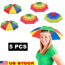 5x Outdoor Foldable Sun Umbrella Hat Golf Fishing Camping Headwear Cap Head Hat - £13.42 GBP