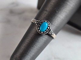 Womens Vintage Estate Sterling Silver Modernist Turquoise Ring 1.4g E7417 - £23.67 GBP