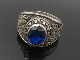 REED 925 Silver - Vintage Blue Topaz S.I Totten 1999 Class Ring Sz 8 - RG18061 - £55.05 GBP