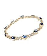 18k Yellow Gold Over Sterling Silver Created Blue and White - £291.99 GBP