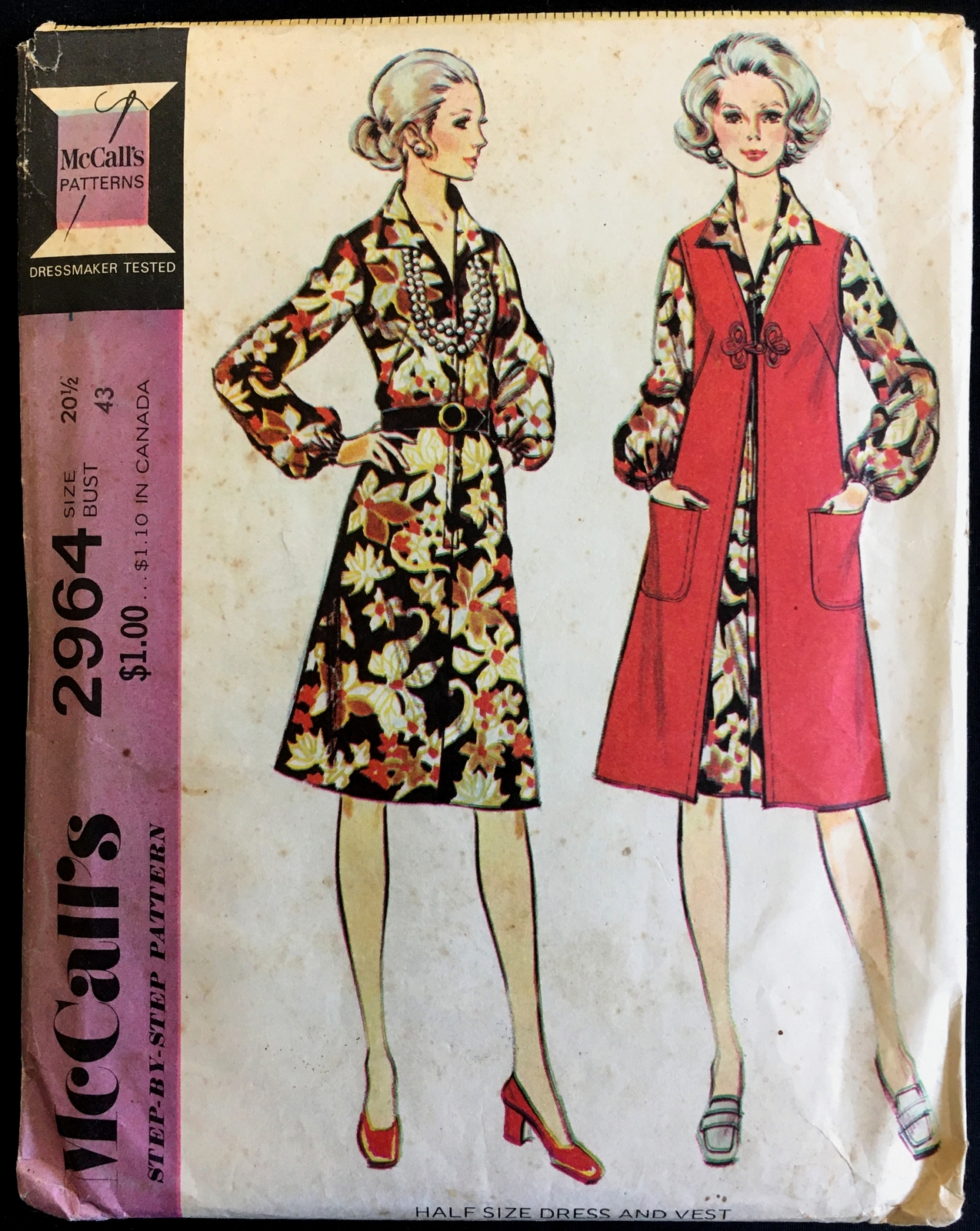 Uncut 1970s Size 20 ½ Bust 43 Zipper Front Dress Vest McCalls 2964 Pattern - $6.99