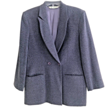 Lavender Boucle&#39; Blazer Size 10 Wool Blend Double Breasted Vintage USA Made - £32.05 GBP