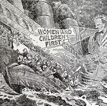 Titanic Women And Children First 1912 Woodcut Print White Star Nautical ... - £39.17 GBP