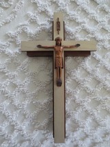 CATHOLIC LAST RITES Wooden Cross CRUCIFIX w/Original Candles - 7-1/2&quot; x 13&quot; - $20.00