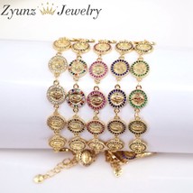 5PCS, Gold Chain Zircon Virgin Mary Charm Bracelets For Women Crystal Bracelet R - £42.04 GBP