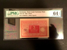 Antique Rare Historical 2 German Mark 1920 -  PMG Certified UNC EPQ - WW... - $65.00