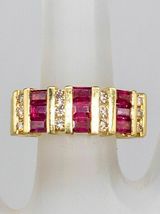 14K Yellow Gold Over 2.00 Ct Baguette Ruby &amp; Diamond Gorgeous Wedding Nice Ring - £87.63 GBP