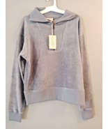 Universal Thread Women&#39;s 1/4 Zip-Up Gray  Sweater Soft Ribbed corduroy l... - $12.12
