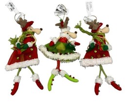 Pier 1 Imports Lot 3 Handmade Reindeer Fairy Ornament Bendable Fashion Deer New - £12.59 GBP