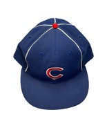 Vintage Roman Cap Men&#39;s 7 3/8 Navy Blue Chicago Cubs Baseball Hat Throwback - $27.08