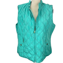 Paco Spirit Diamond Quilted XL Turquoise Vest Full Zip Pockets Jacket Snap - £46.90 GBP