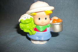 Little People Fisher Price Eddie Holding Frog / Pail Hard Hat 2007 Mattel 2 1/2&quot; - £1.53 GBP