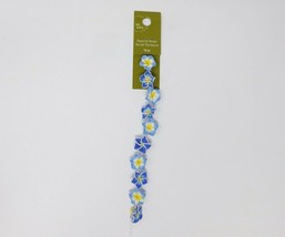 Bead Landing Polymer Clay Blue Flower Fashion Beads - 10 Pc - £6.23 GBP