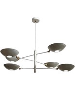 6 Light Pendant Mid Century Modern Raw Brass Sputnik Chandelier Light Fixture - $379.05