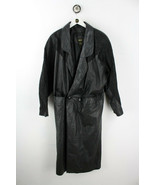 VTG Long Black Trench Coat Blazer Leather Jacket Size L Leopard Goth whi... - $1,870.71 MXN