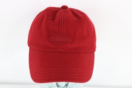 Vtg Y2K 2003 Banana Republic Spell Out Wool Blend Leather Strapback Hat Cap Red - £35.65 GBP