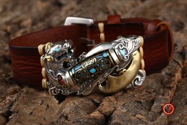 dragon bracelet, Feng Shui protection, Pixiu Tibetan sacred agate &quot;DZI&quot; leather - £159.04 GBP