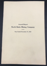 1921 North Butte Mining Company Annual Report Montana Copper Gold Silver - $23.36