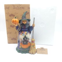 Jim Shore &quot;Bewitched&quot; Witch with Cat and Pumpkin w/Box Harvest Star Halloween - $96.26