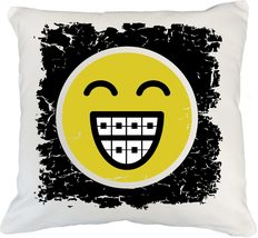 Smiley Face with Braces. Cute Graphic Design White Pillow Cover for Oral... - $24.74+