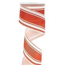 Red White Stripe Ribbon Red Wired Burlap Ribbon 2.5 Inch X 10 Yards Valentine&#39;S  - £15.97 GBP