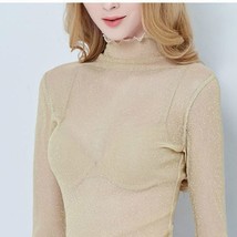 Ruoru Blingbling   Tops Long Sleeve Woman Tshirts Female  Tops Transparent See T - £56.54 GBP