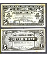 *SCHULTE CIGAR STORES One Certificate 5 Coupons Certificate #416181 A - $175.35 MXN