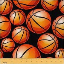 SportyPrints - Basketball Fabric: Realistic Style Balls Pri - £77.37 GBP