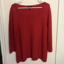 Eileen Fisher Sz Medium Soft Cozy Stretch Tencel Red Knit 3/4 Sleeve Sweater - £23.52 GBP
