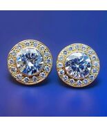 Earth mined Diamond Deco Bezel set Halo Studs Vintage Style Earrings 18k... - $294,018.07 MXN