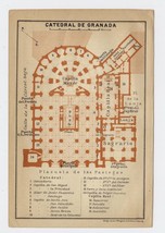 1913 Original Antique Plan Of Cathedral Of Granada / Andalusia / Spain - £16.86 GBP