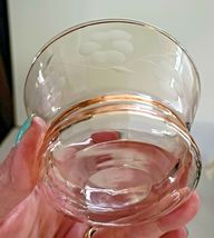 2 PINK DEPRESSION GLASS BERRY BOWLS ETCHED FLOWERS, VINES & LEAVES VINTAGE image 3