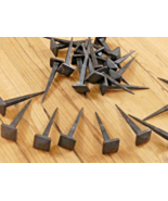 15 NAILS SQUARE COAT HOOKS HAND FORGED 7/8&quot; BLACK 3&quot; LONG TACK CRAFT ANG... - $501.04 MXN