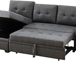84W Reversible Sectional Sleeper Storage, Pull Bed, L-Shape Corner Sofa ... - $1,123.99