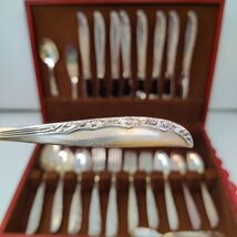 1965 Wm A ROGERS ONEIDA Brittany Rose Silverplated Silverware Set Of 52 ... - $124.98