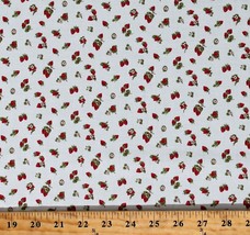 Cotton Strawberries Small Strawberry Fruits Cream Fabric Print by Yard D... - £10.98 GBP