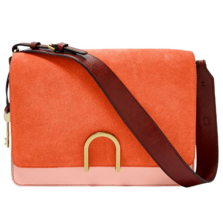 Fossil Finley Shoulder Bag Pink Leather &amp; Orange Suede ZB7625836 NWT $178 Ret Y - £73.00 GBP