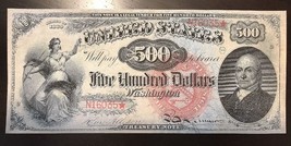 Reproduction $500 United States Note 1869 John Quincy Adams Legal Tender... - £3.12 GBP