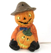 VTG Halloween Night Light Scarecrow &amp; Pumpkin Jack-o-lantern Ceramic Mold 6&quot; - £14.28 GBP