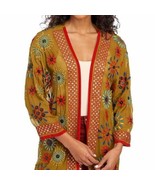 INDIGO MOON  Embroidered Beaded Jacket Cardigan Open Front Size Small NWT - $98.01