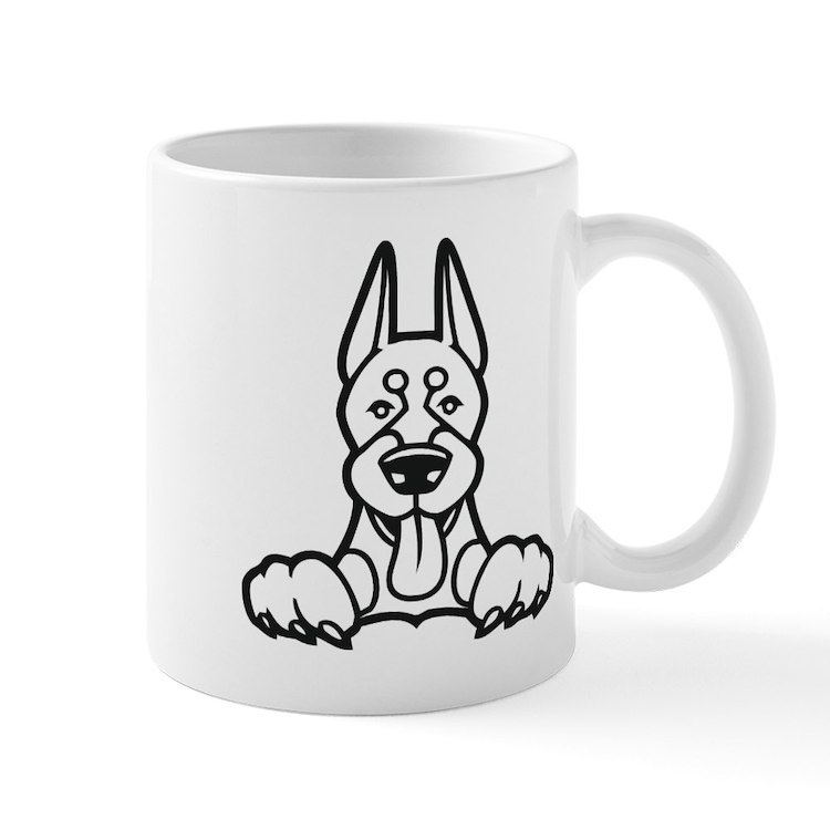 PEEKING DOBERMAN 11 oz Ceramic Mug - $20.00