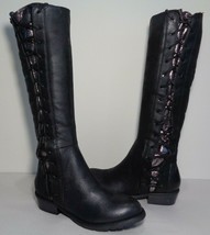 Volatile Size 6.5 M DUNN Black Pewter Lace Knee High Boots New Womens Shoes - £86.25 GBP