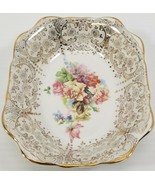 AG) Vintage La Petite China Warranted 22 Carat Floral Oval Plate Bowl - £7.87 GBP